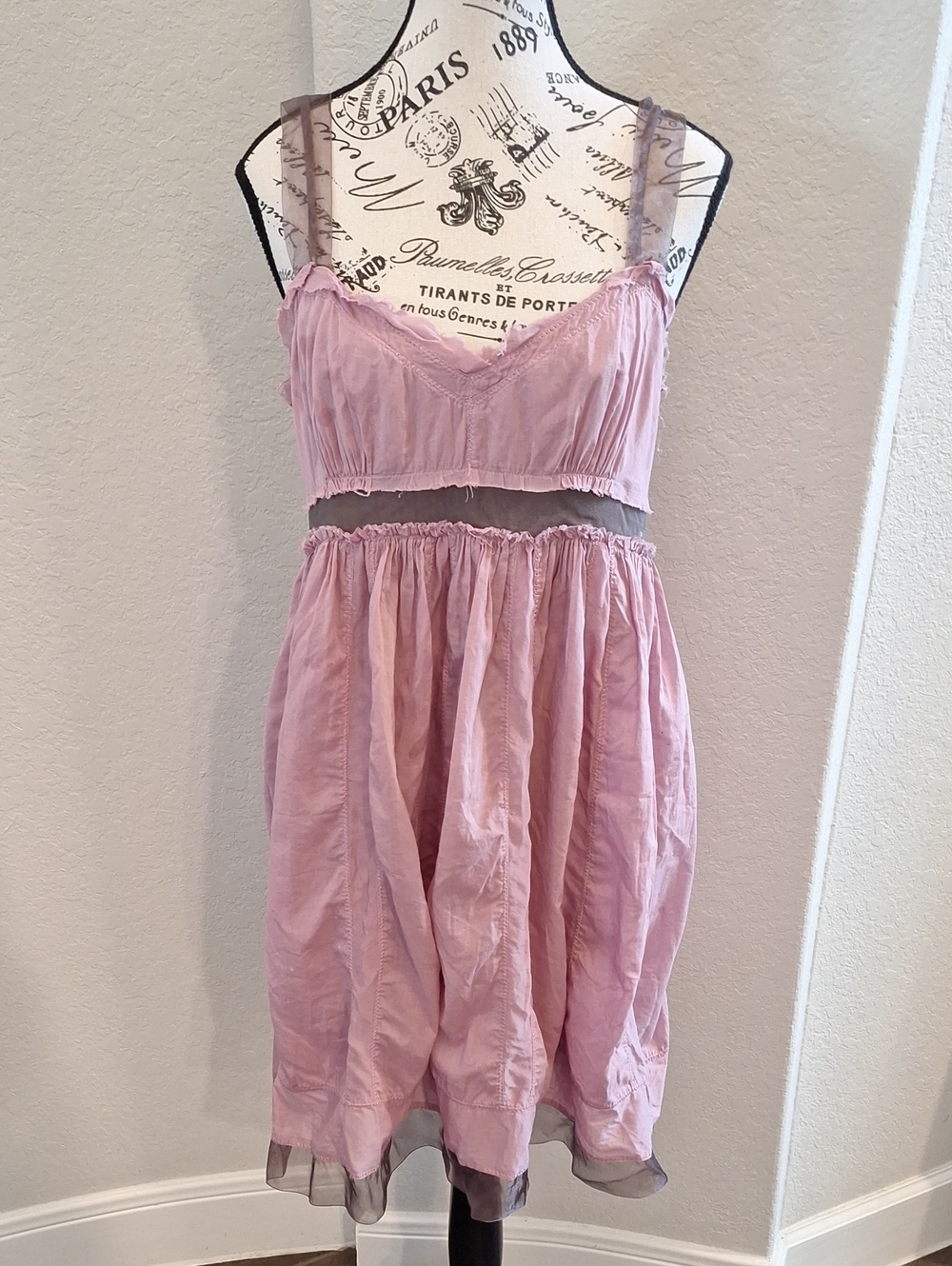 Ann Taylor Loft Grunge Fairy Dress Pink Purple Brown With Sheer Straps Size 14